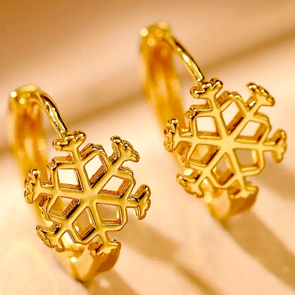 Snowflake Huggie Earrings